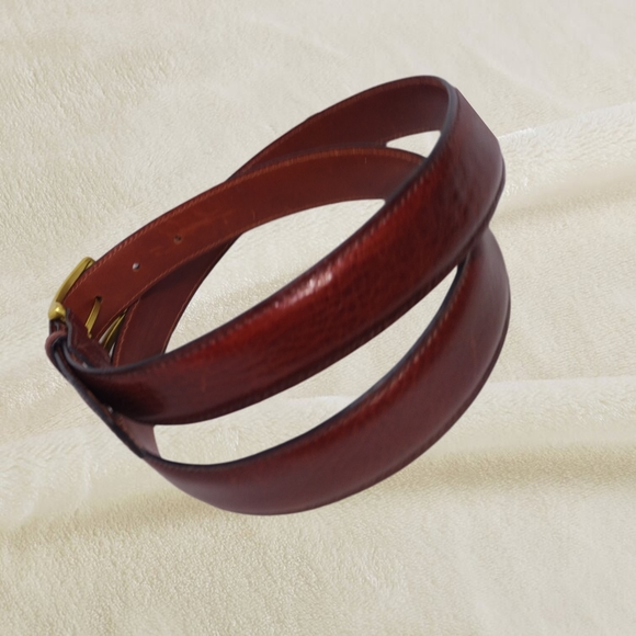 .Brown Leather Men's Dress Belt with Solid Brass Buckle - Picture 4 of 4